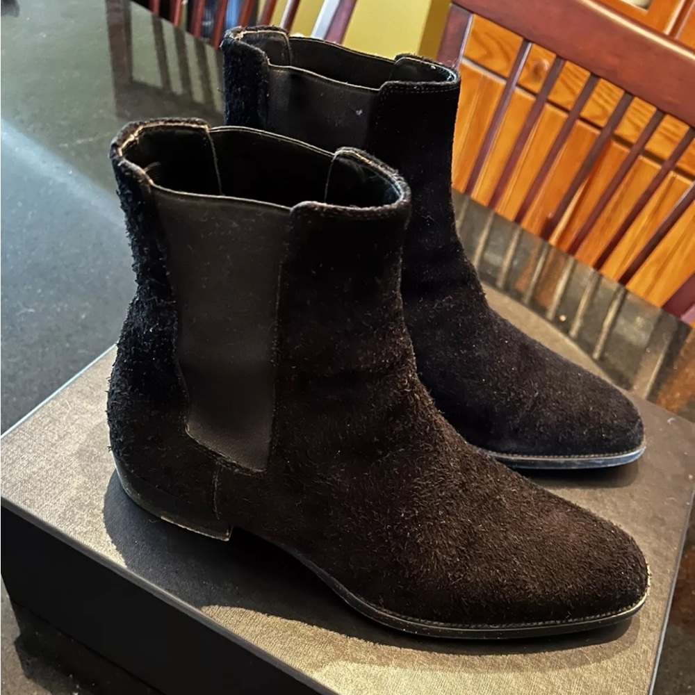 Saint Laurent Paris Wyatt Black Suede Size 41.5/8.5M - Picture 10 of 16